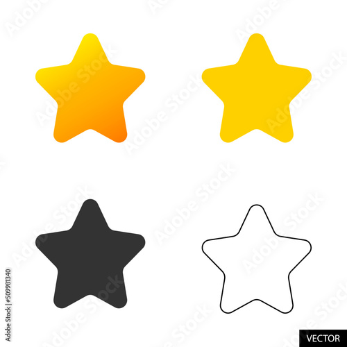 Star icon set in flat style design for website, app, UI, isolated on white background. Vector illustration.	