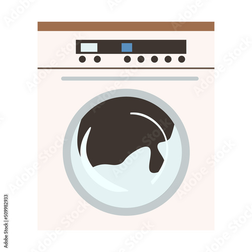 Washing machine semi flat color vector object. Full sized item on white. Hygiene. Home electric appliance. Laundry simple cartoon style illustration for web graphic design and animation