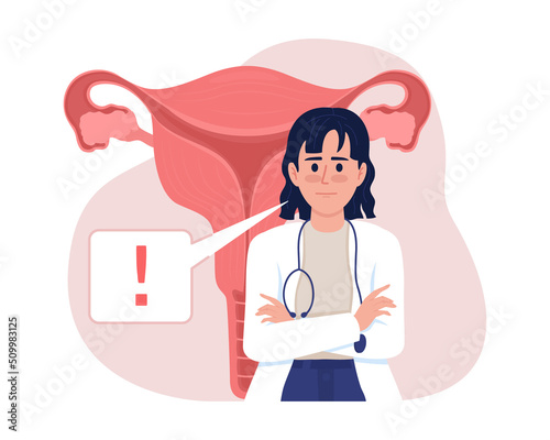 Quadro su tela Draw attention to woman reproductive health 2D vector isolated illustration
