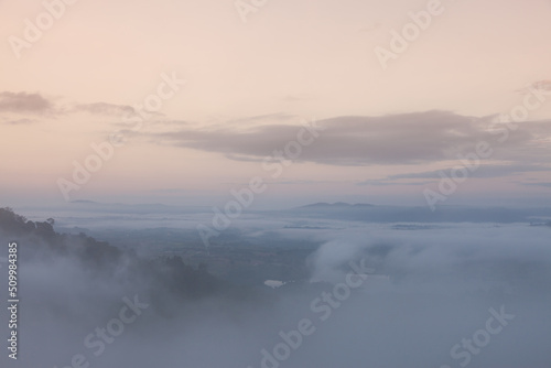 Mountains in the morning fog. © peterkai