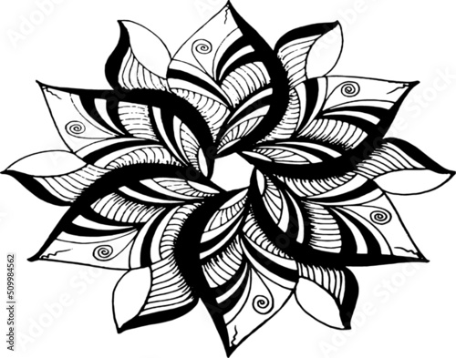 vector de flor ,rosa con motivos de mandala