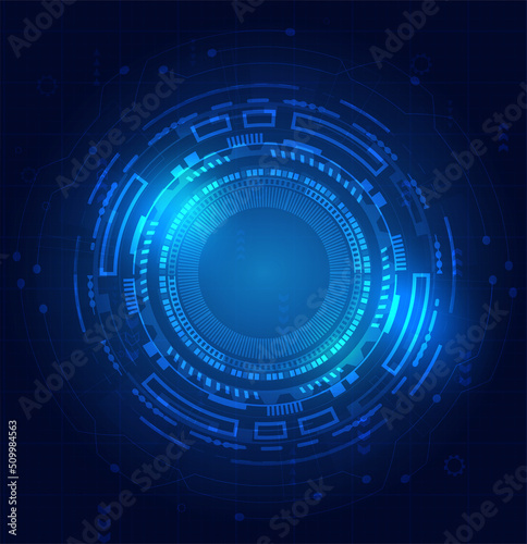 The circle high technology with circuit line blue background, illustrator digital abstract.