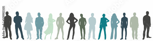 people silhouette on white background, isolated, vector