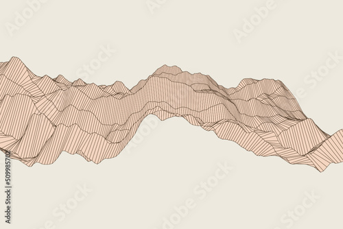 Elegant mesh vibration decorative background. Creative wireframe wave surface for card, flyer, banner, and presentation