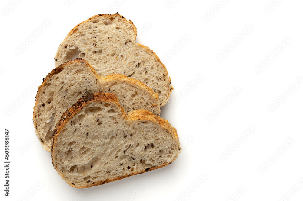 slices of bread isolated on white background, top view slices of bread isolated on white background, top view