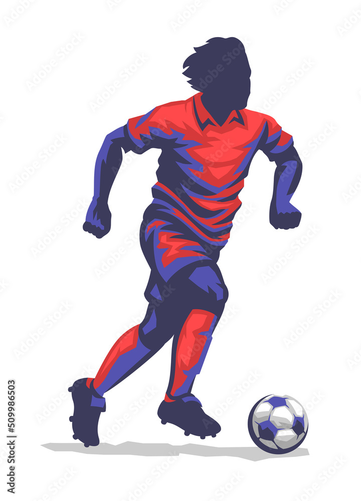 Color Soccer Player Playing The Ball Color Soccer Player Playing The Ball