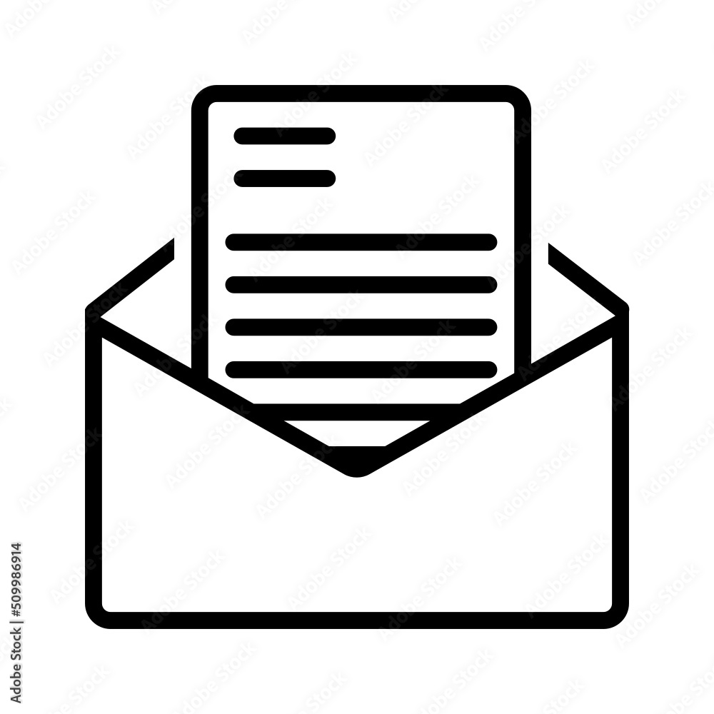 Black line icon for Letter Black line icon for Letter