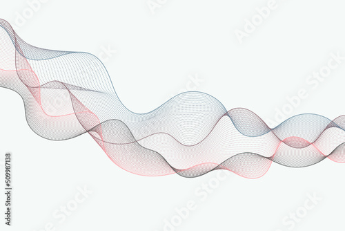Big data technology dotted illustration. Dynamic particles move randomly with contour lines background design concept