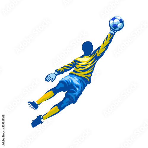 Soccer Goalkeeper catching the ball