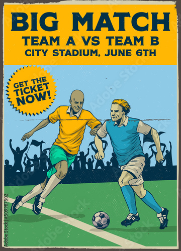 Vintage Old Poster of Soccer Football Game