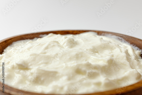 Greek yogurt on a white background