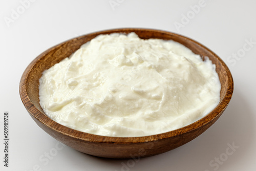 Greek yogurt on a white background