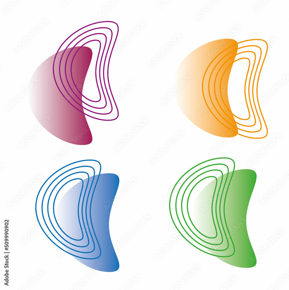 Obraz premium A set of abstract colorful liquid elements for poster design, banner template. Liquid multicolored spots isolated on a white background, gradient.
