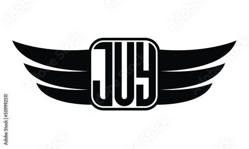 JUY three Letter Wings Flying Initial wing symbol minimalist creative concept flag icon professional logo design Vector template photo