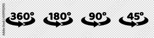 45 To 360 Degree Views Icons - Vector Illustrations Set Isolated On Transparent Background