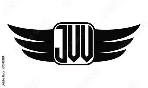 JVV three Letter Wings Flying Initial wing symbol minimalist creative concept flag icon professional logo design Vector template photo