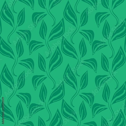 A simple green leaves seamless vector pattern