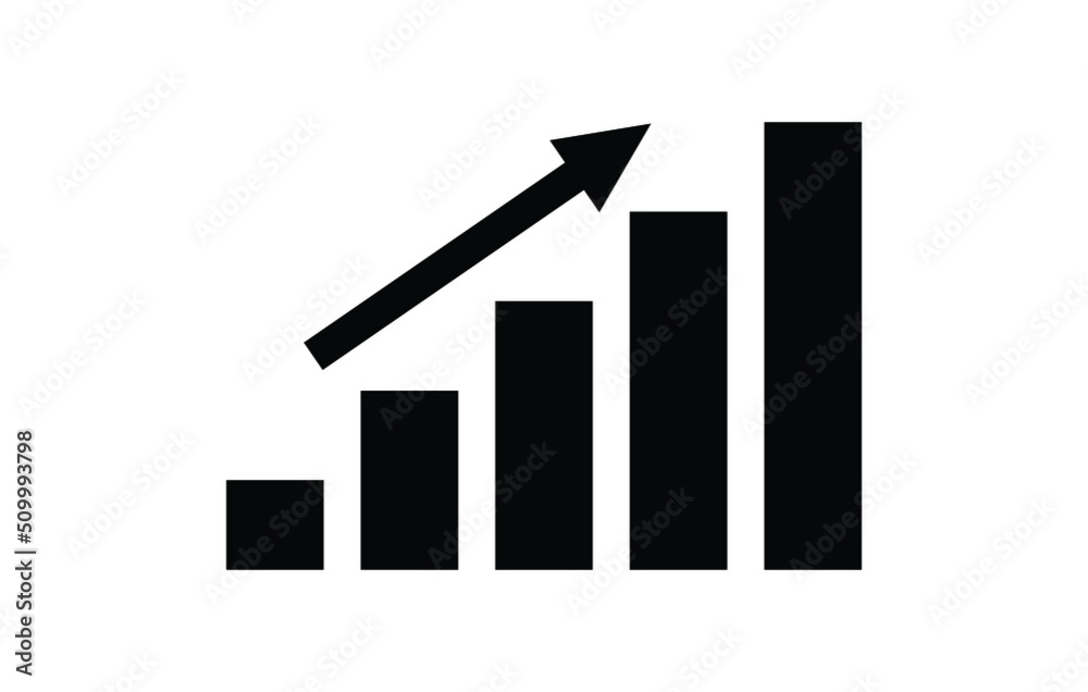 growing graph, bar chart, Flat icon isolated on the white background, flat design vector illustration. growing graph, bar chart, Flat icon isolated on the white background, flat design vector illustration.