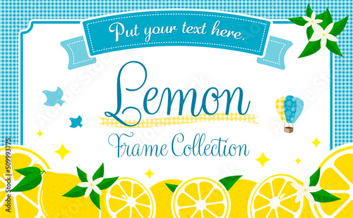 レモンの果実と花の北欧風フレーム