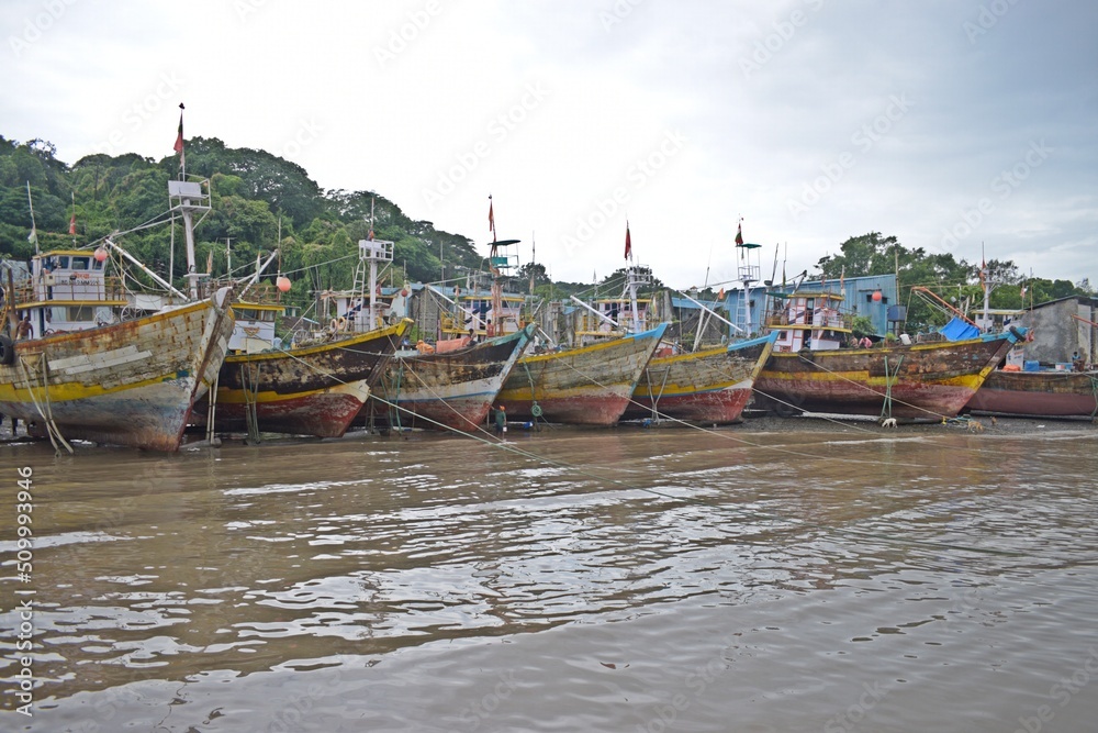boats on the shore
