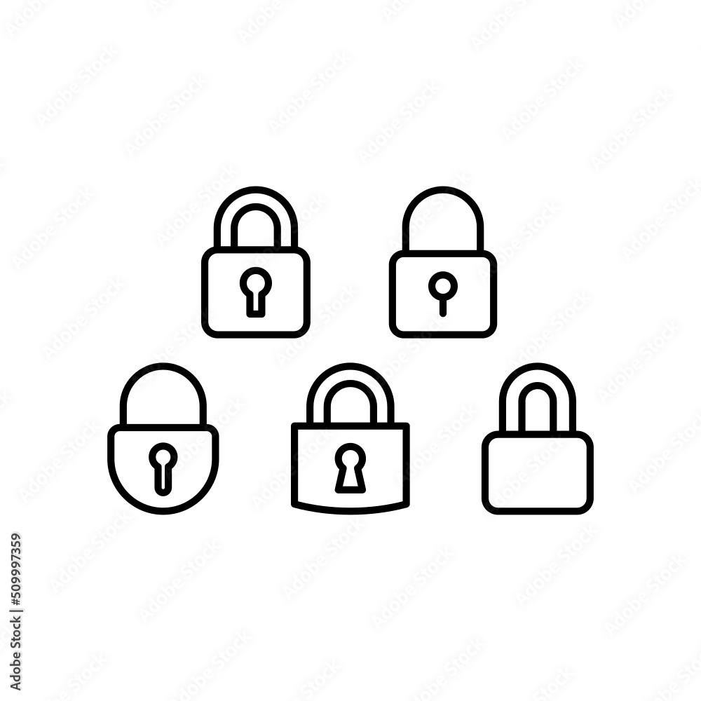 Lock Icon Set Vector Symbol Design Illustration