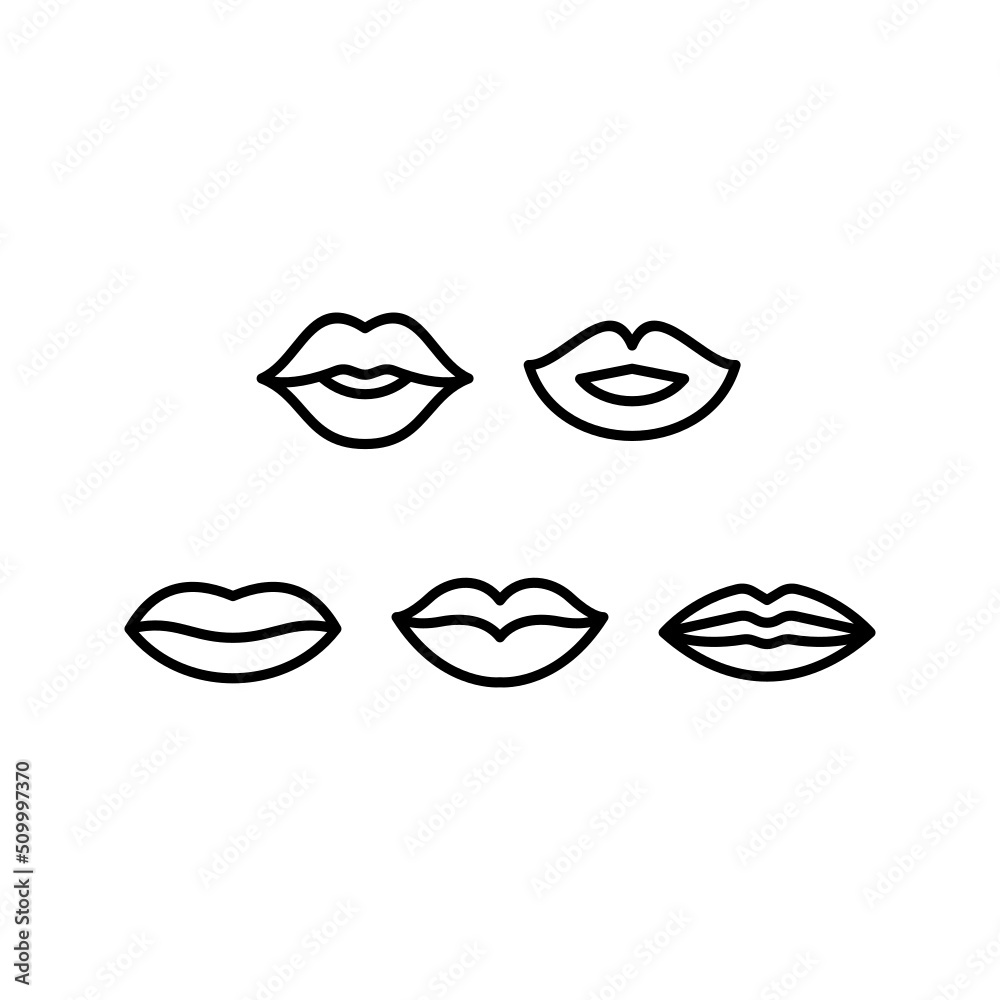 Glossy Lips Icon Set Vector Symbol Design Illustration Glossy Lips Icon Set Vector Symbol Design Illustration