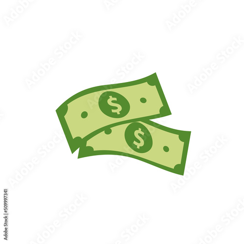 Vector dollar bank note and coin, icon illustrations and vector