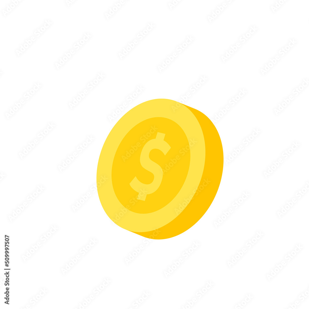 Vector dollar bank note and coin, icon illustrations and vector