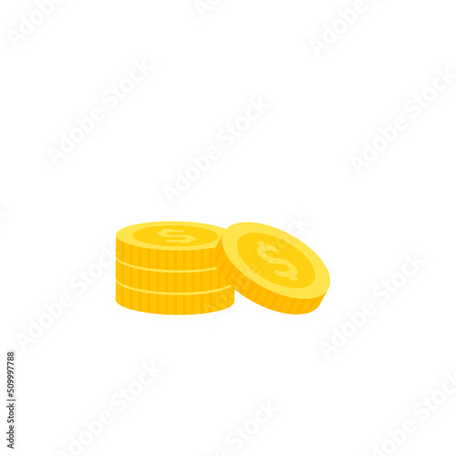 Vector dollar bank note and coin, icon illustrations and vector