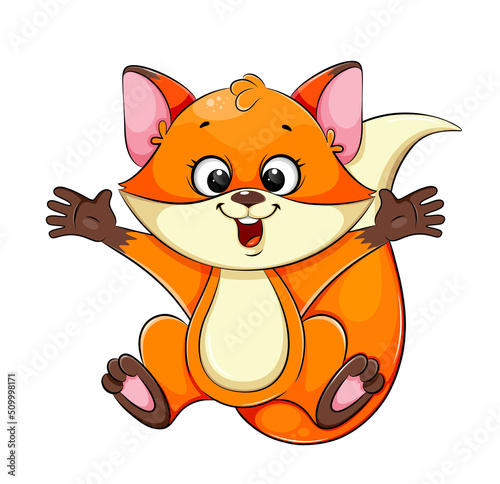 Cheerful foxy cartoon character