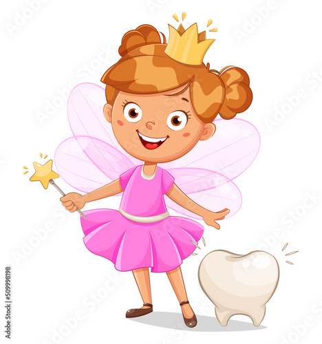 Cute little tooth fairy with crown