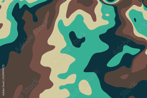 Hunting camo background. Abstract camouflage military texture design. Trendy liquid spots pattern. Brown, green, olive, and khaki colors © themefire