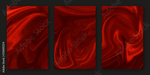 Liquid dynamic gradient templat. Modern covers set. Wedding invitation. a great celebration of lovers. texture of liquid marble and drak red. print for leaflets, banners, flyers, business cards, card