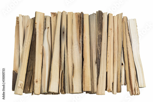 stack of kindling wood sticks isolated background