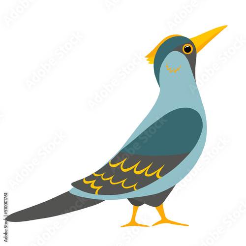 Vector illustration of fantastic colorful unusual bird in a vivid design. Tropical fauna style