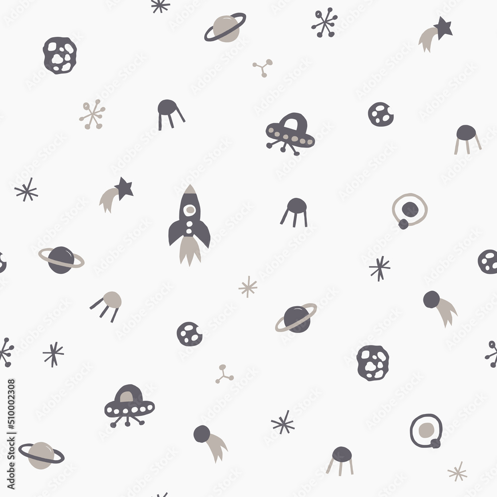 Obraz premium Cute seamless cosmic pattern