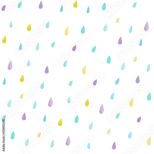 Seamless pattern with watercolor rain drops