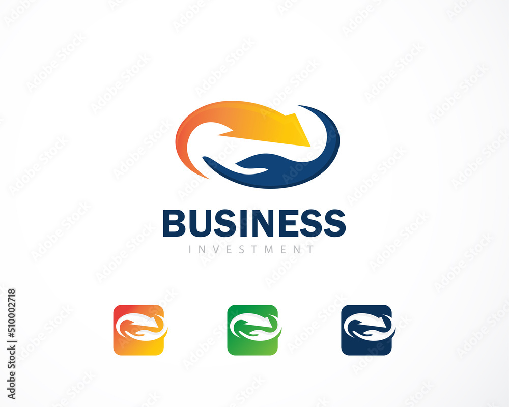 investment logo creative business arrow care logo design concept