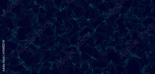 Warp surface.Wave of particles. Abstract background with a dynamic wave. Big data. 3d rendering.