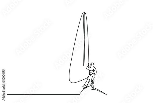 one beautiful young woman is crossing the sailboat end of the boat looking forward back view vacation concept