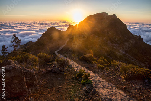 Madeira: above the clouds at the foot of pico ruivo at sunrise photo