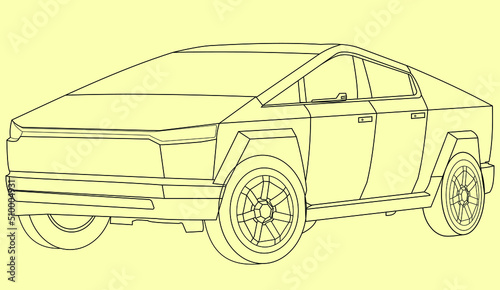 sketch of an Electric Truck Vector.