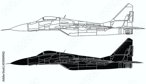 Cuadro en lienzo Mig 29 fighter jet side view
