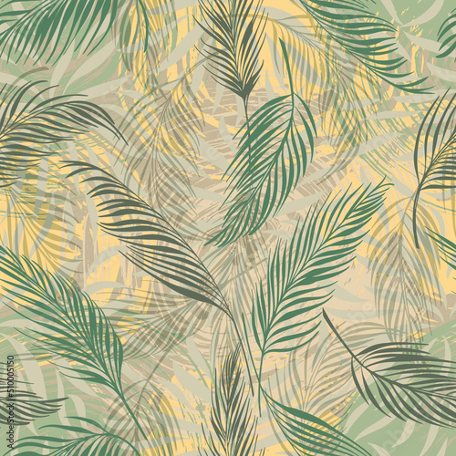 tropical background palm leaves vector seamless pattern