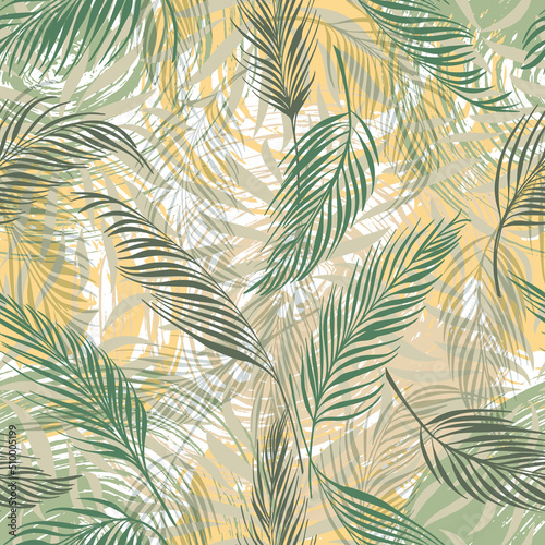tropical background  palm leaves vector seamless pattern