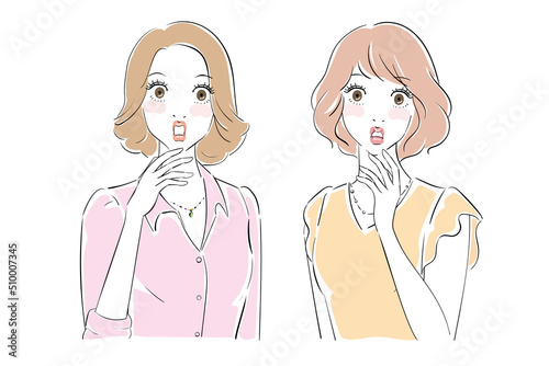 驚くきれいな女性　二人