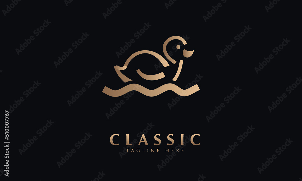 Duck toy in water abstract icon silhouette vector monogram logo template Duck toy in water abstract icon silhouette vector monogram logo template