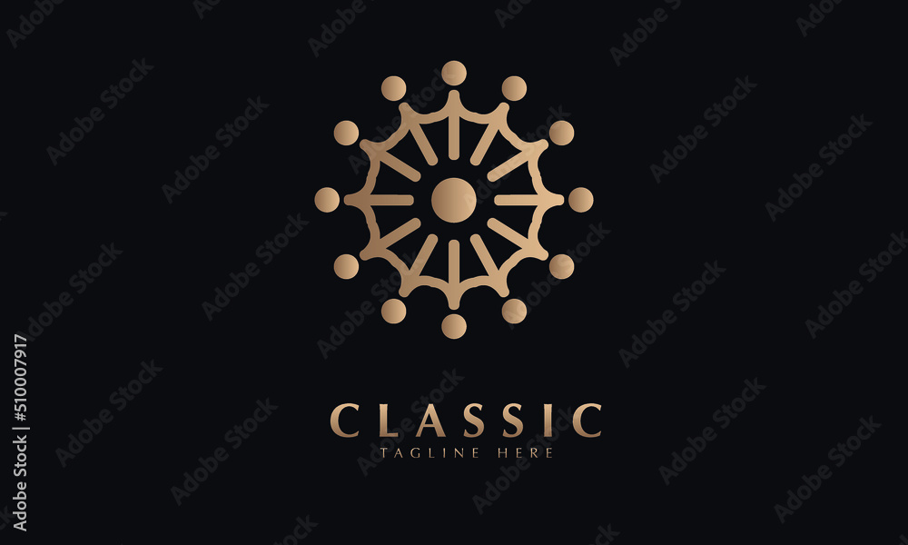 Family abstract icon silhouette vector monogram logo template