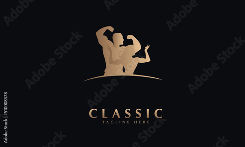 Fitness abstract icon silhouette vector monogram logo template