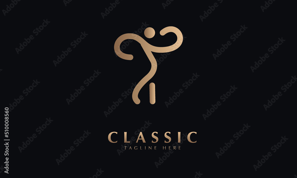 Fototapeta premium Fitness abstract icon silhouette vector monogram logo template